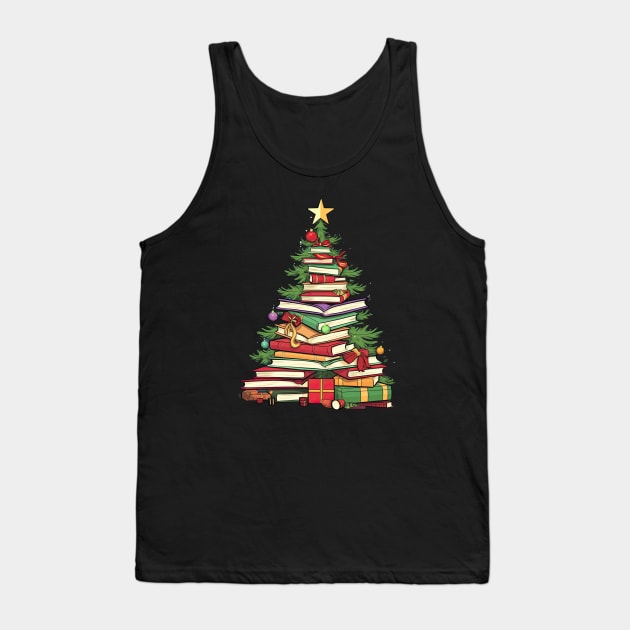 Bookworm Christmas Tree books Tank Top by VisionDesigner